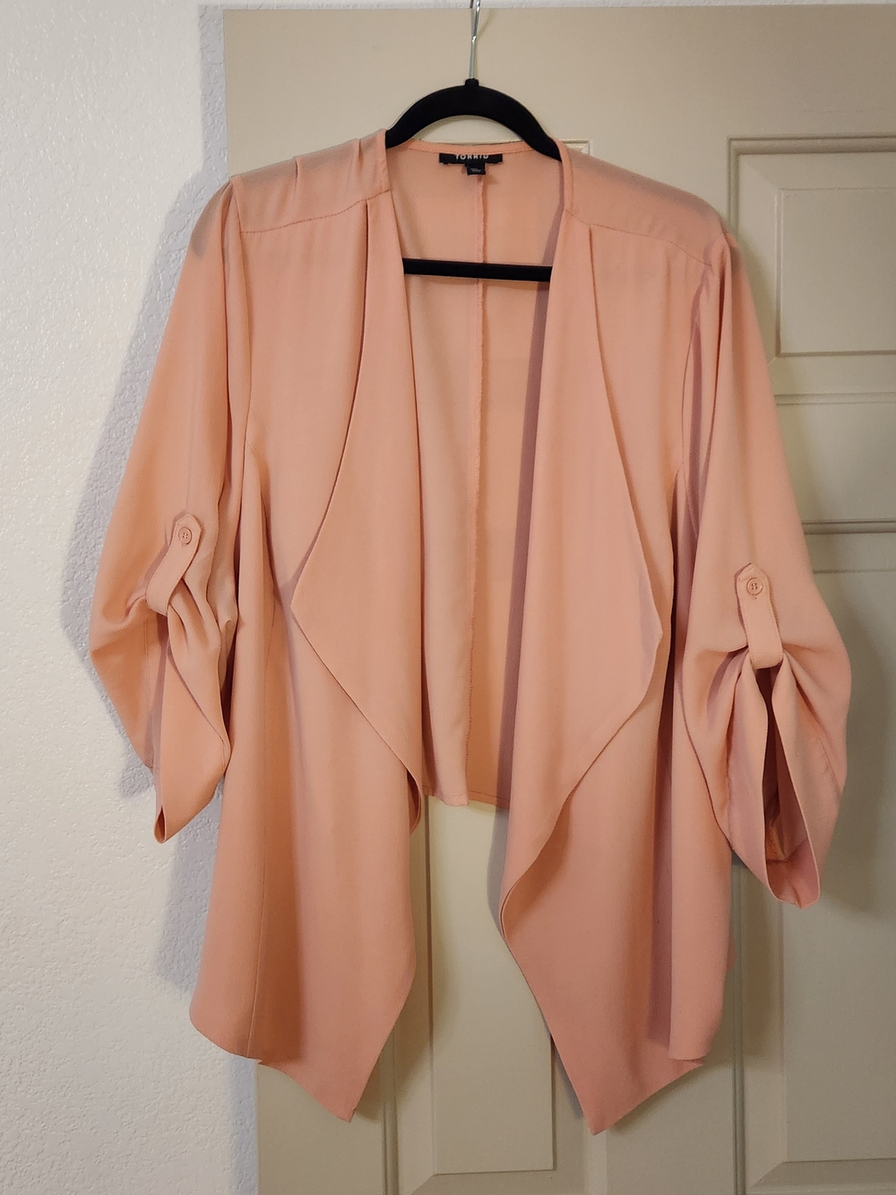 Light Pink Draped Open-Front Women's Jacket